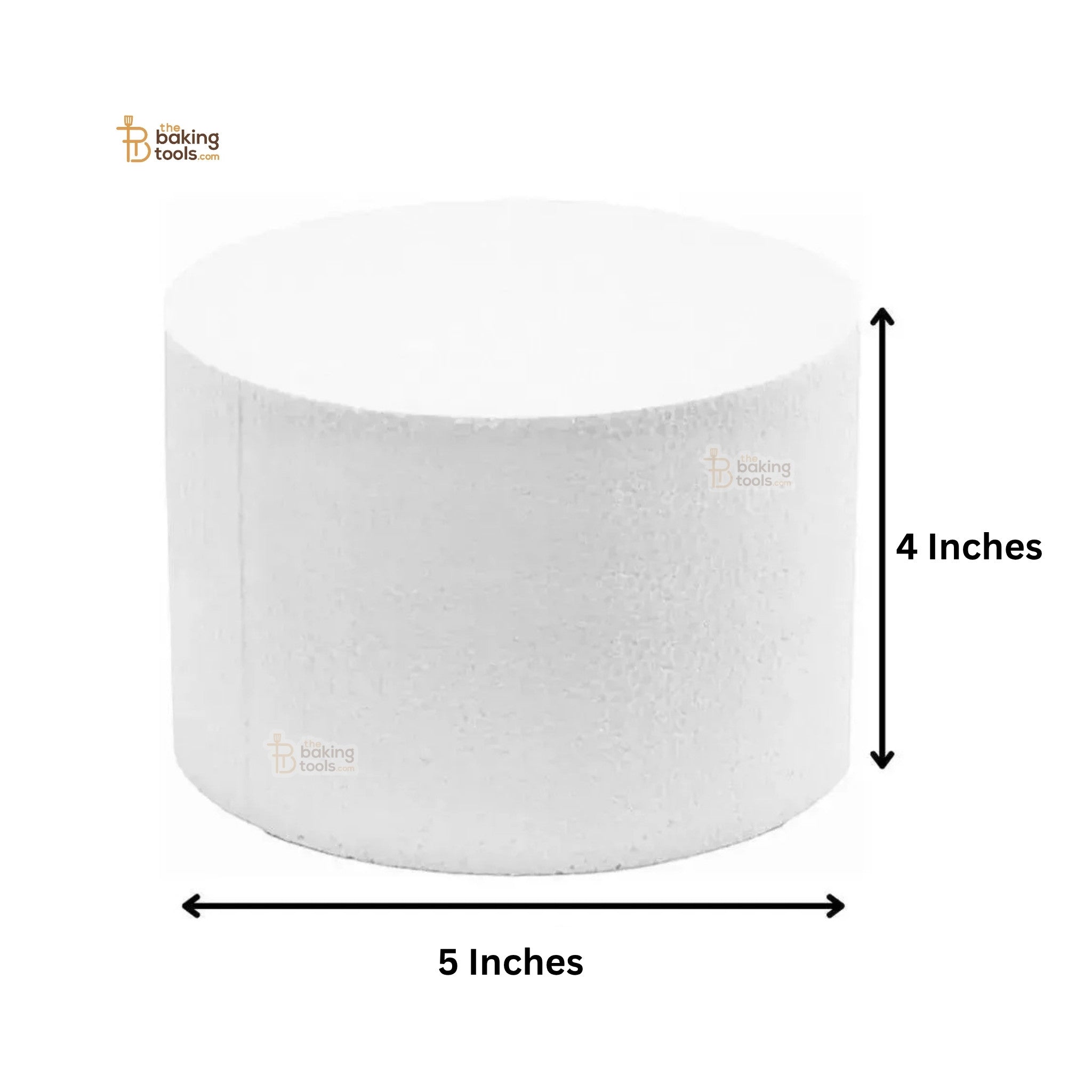 5-Inch Round Styrofoam Cake Dummy with dimensions shown